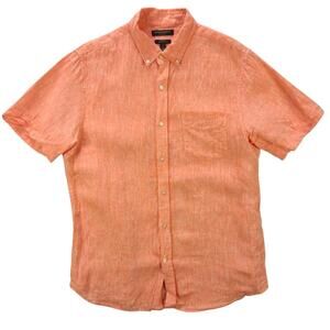 Mens banana republic short sleeve button down 100% linen Size L Large Slim Fit